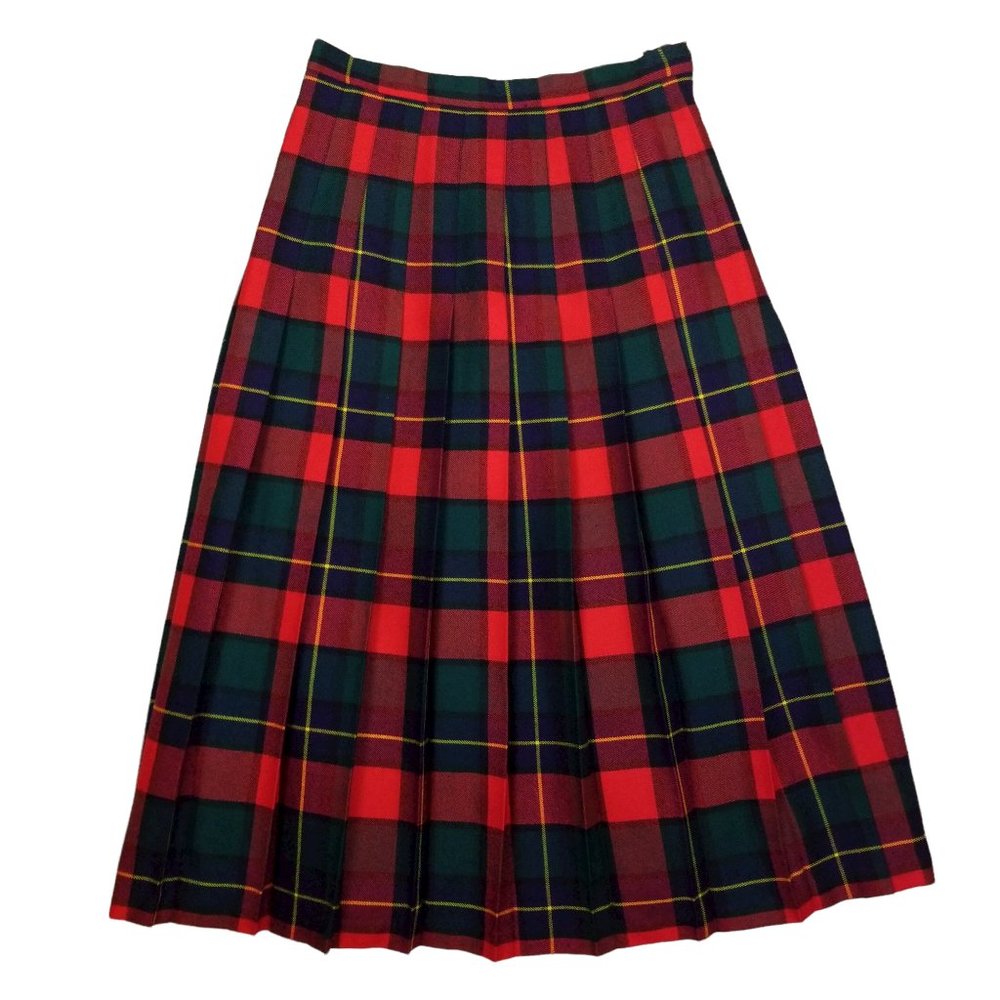 Plaid A-Line Skirt in Red and Green